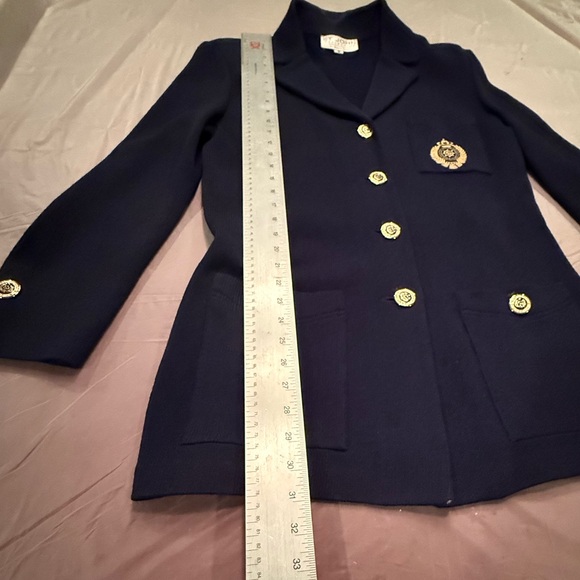RARE St John Navy Sweater Gold Button Blazer Size 10/Large MSRP $1595 - Picture 11 of 14